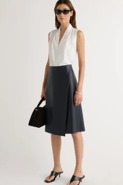 Hua Jia Alba Asymmetric Vegan Leather Skirt< Skirts