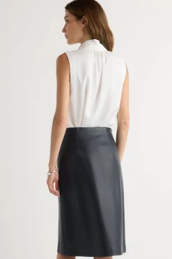 Hua Jia Alba Asymmetric Vegan Leather Skirt< Skirts