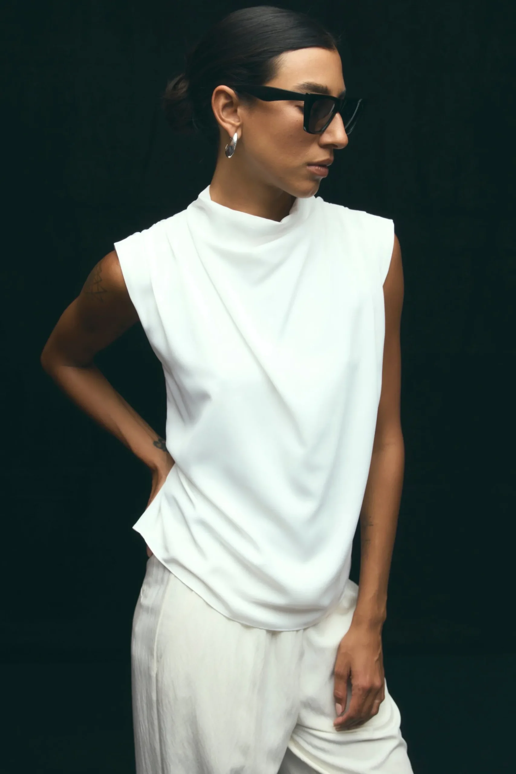 Hua Jia Allegra Gathered-Neck Sleeveless Blouse< Tops