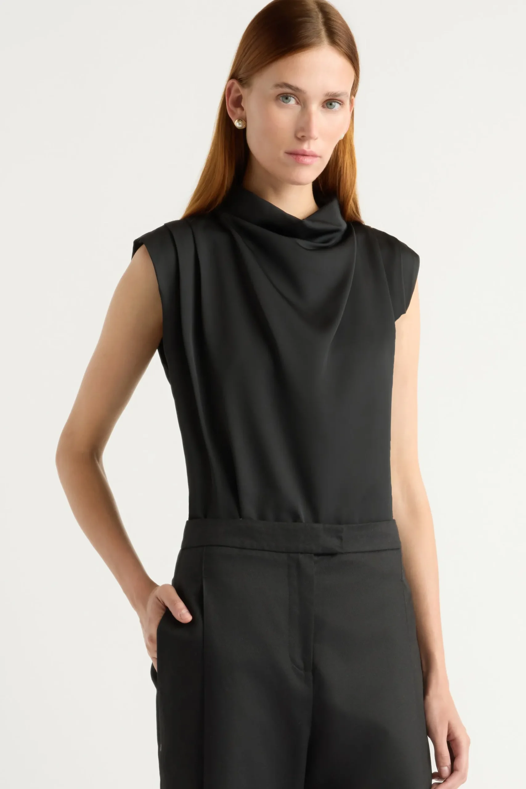 Hua Jia Allegra Gathered-Neck Sleeveless Blouse< Tops