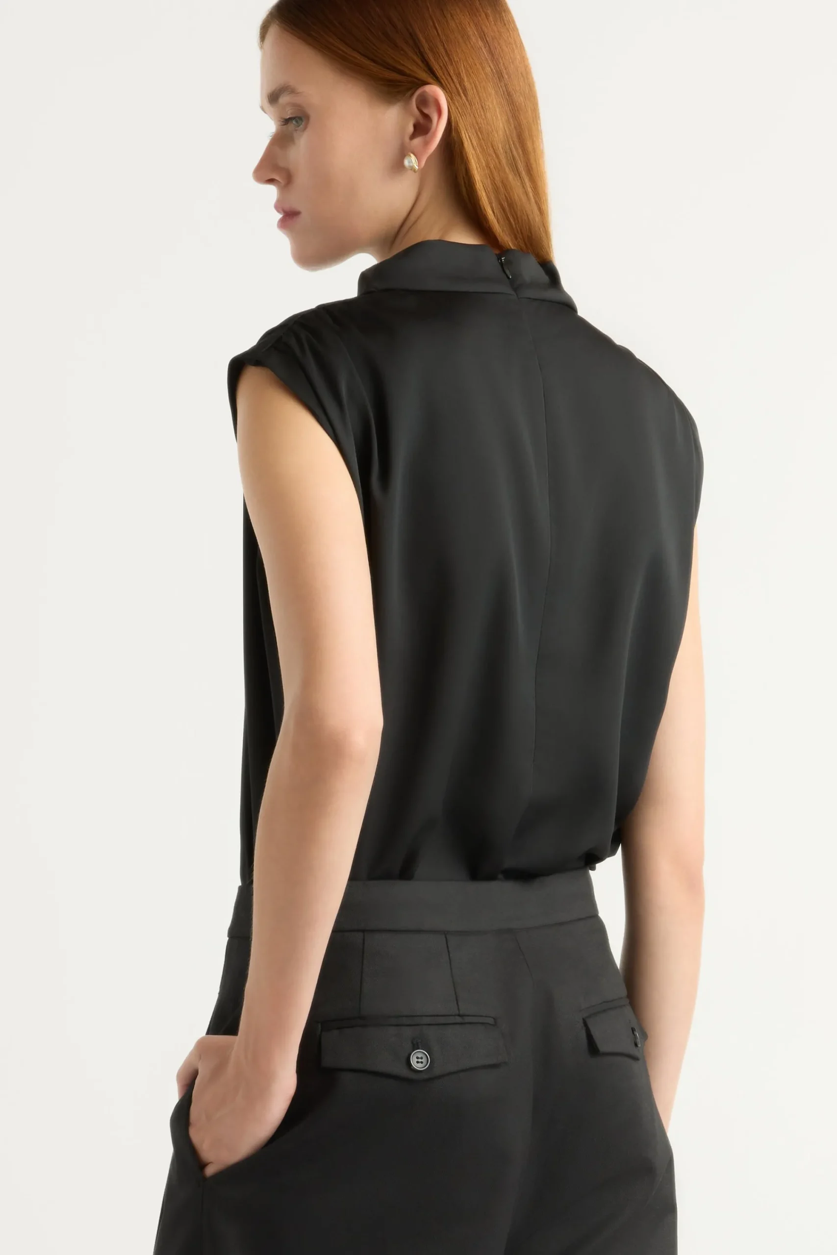 Hua Jia Allegra Gathered-Neck Sleeveless Blouse< Tops
