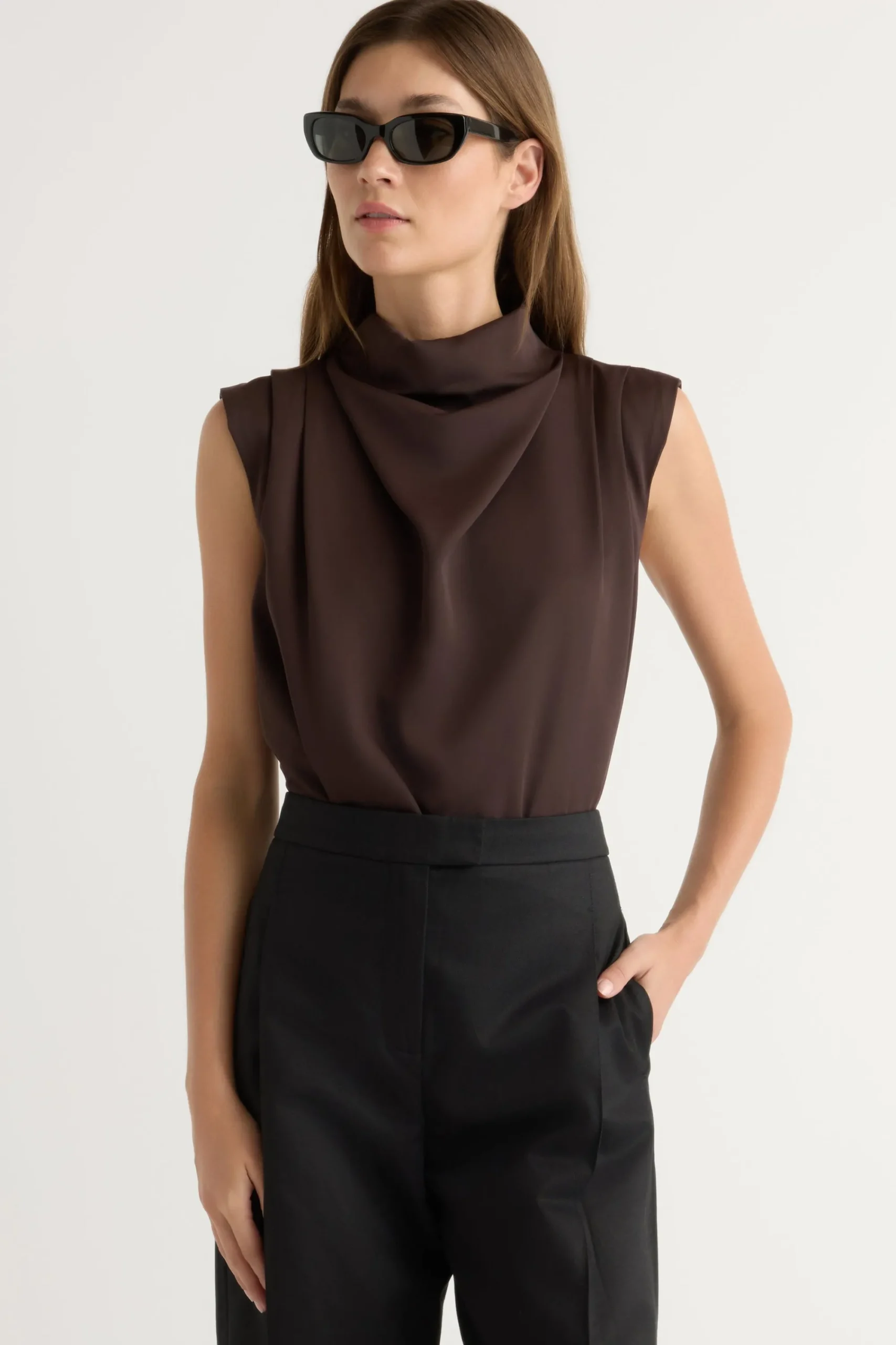 Hua Jia Allegra Gathered-Neck Sleeveless Blouse< Tops