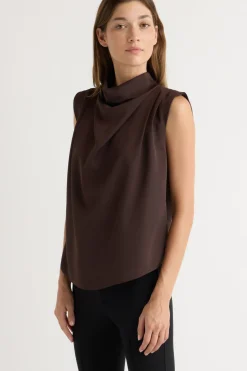 Hua Jia Allegra Gathered-Neck Sleeveless Blouse< Tops