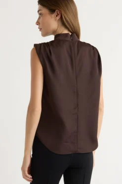 Hua Jia Allegra Gathered-Neck Sleeveless Blouse< Tops