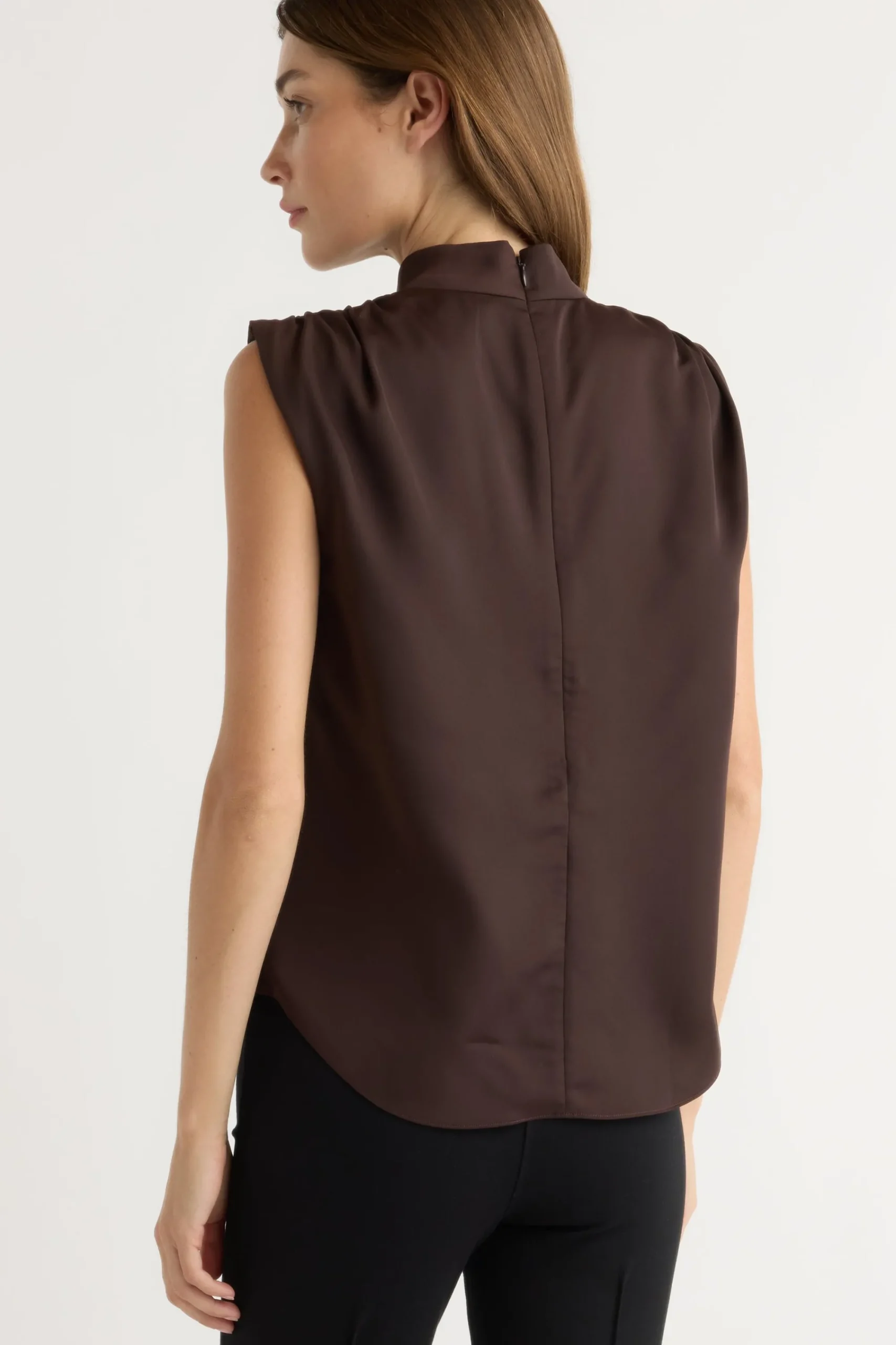 Hua Jia Allegra Gathered-Neck Sleeveless Blouse< Tops
