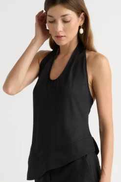 Hua Jia Anju Asymmetric-Hem Halter Blouse< Tops