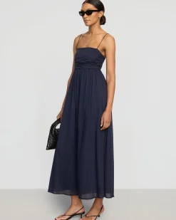 Fashion Apparels Aurora Ruched Organic Cotton Maxi Dress< Dresses