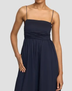 Fashion Apparels Aurora Ruched Organic Cotton Maxi Dress< Dresses