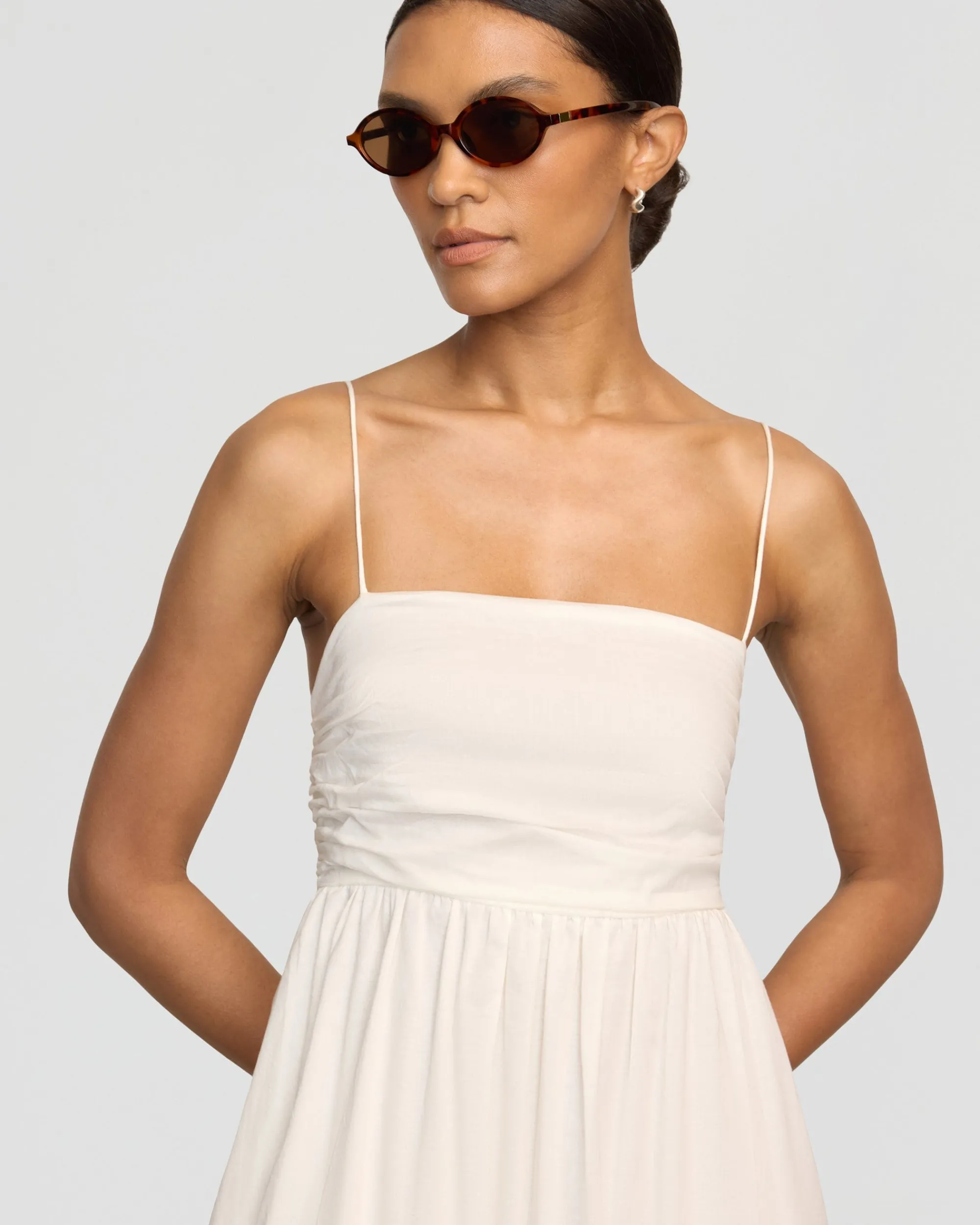 Fashion Apparels Aurora Ruched Organic Cotton Maxi Dress< Dresses