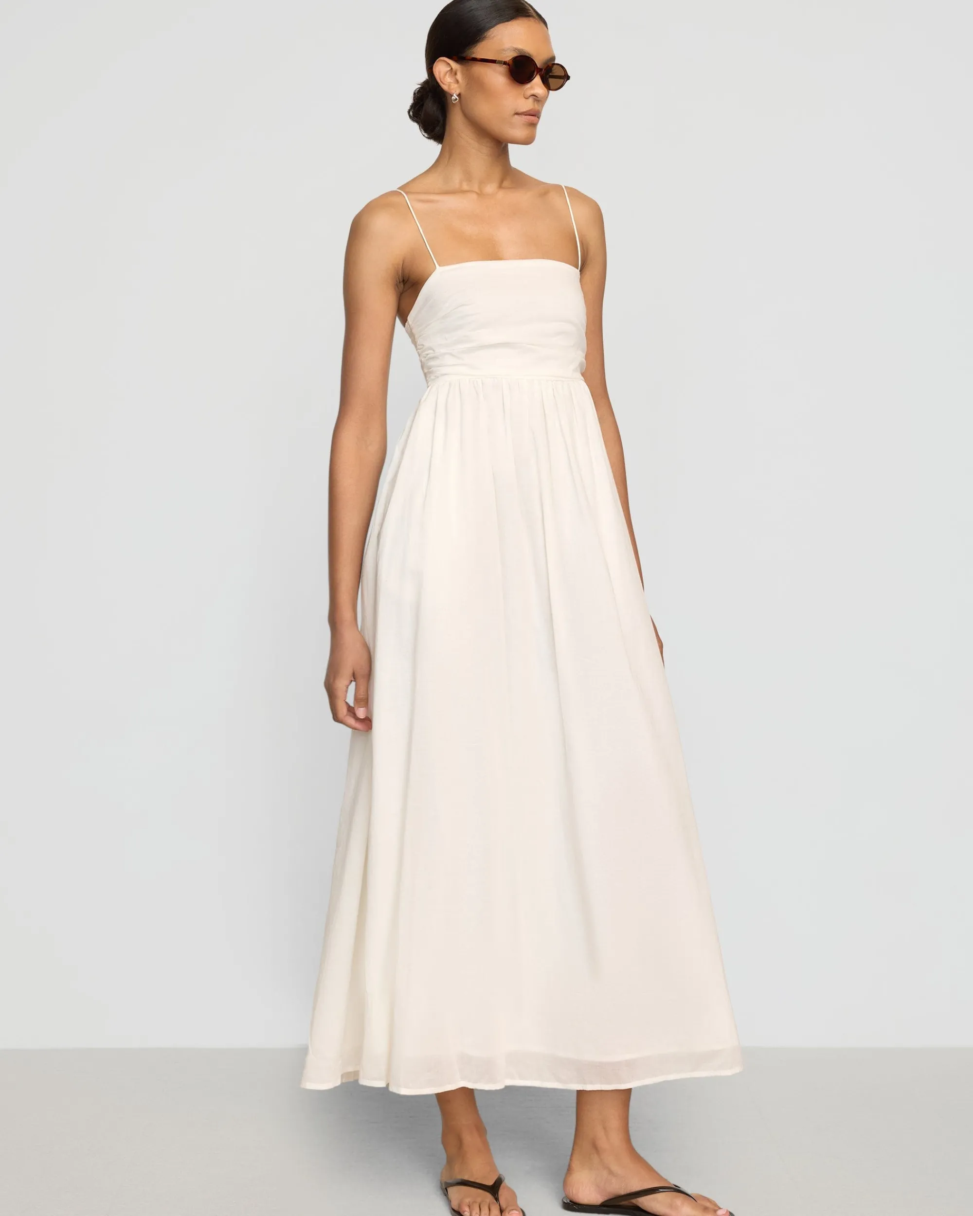 Fashion Apparels Aurora Ruched Organic Cotton Maxi Dress< Dresses
