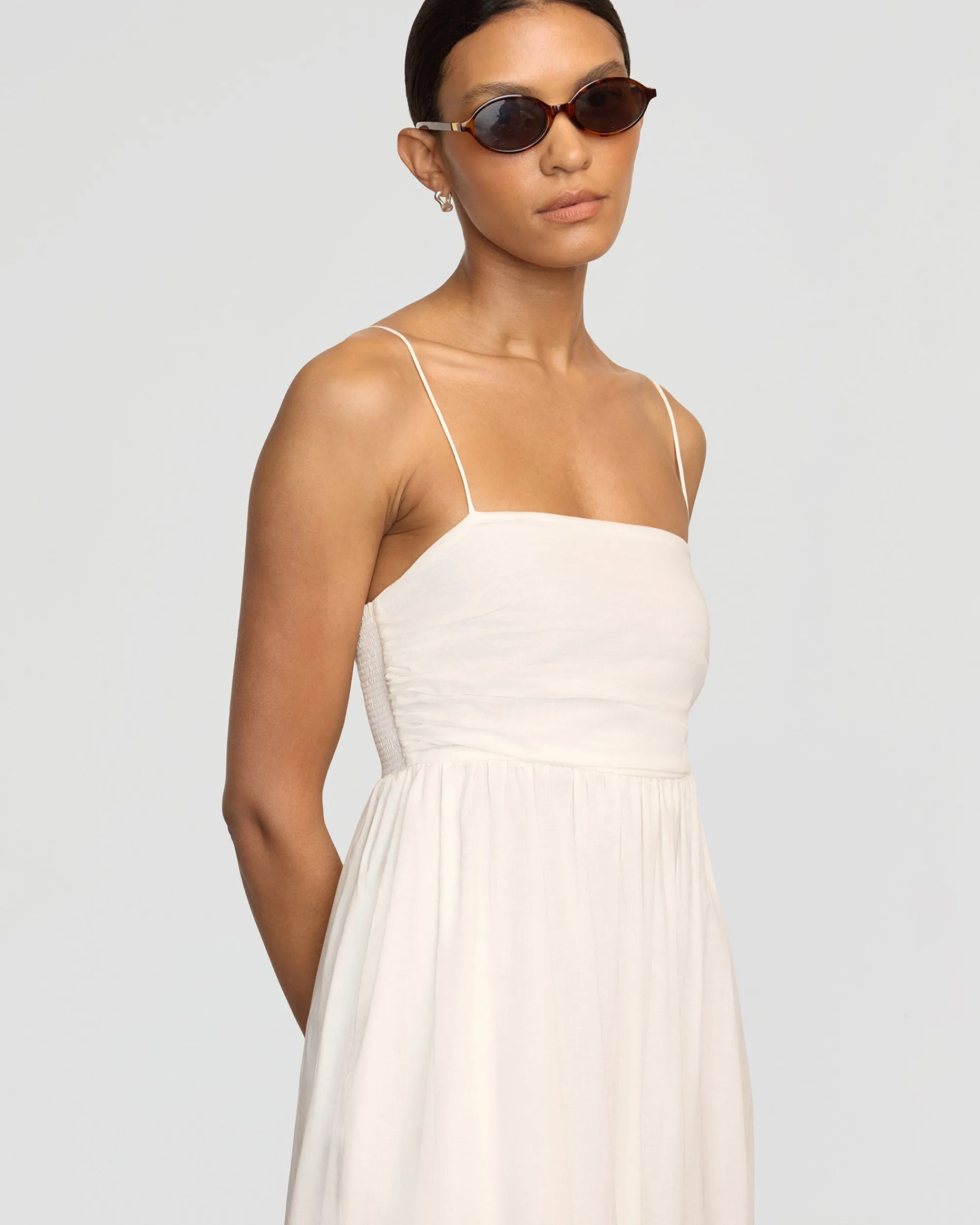 Fashion Apparels Aurora Ruched Organic Cotton Maxi Dress< Dresses