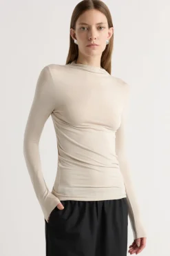 Lever Style LLC Ava Mock-Neck Long-Sleeve Tee< Tees|Tops