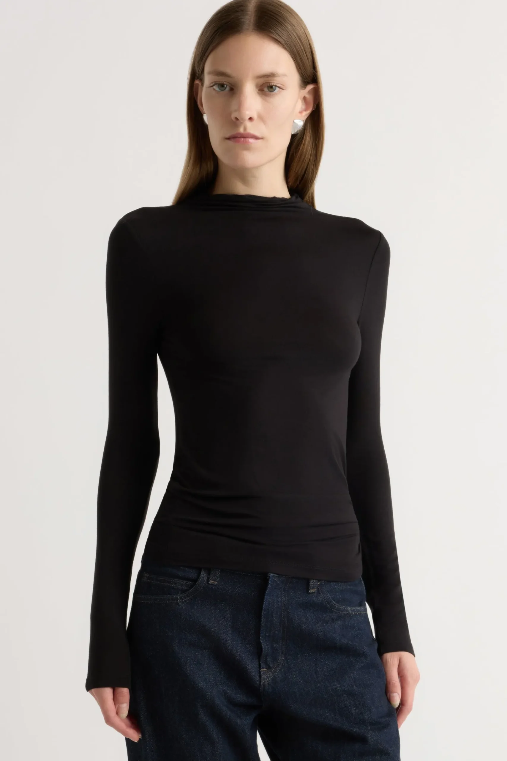 Lever Style LLC Ava Mock-Neck Long-Sleeve Tee< Tees|Tops