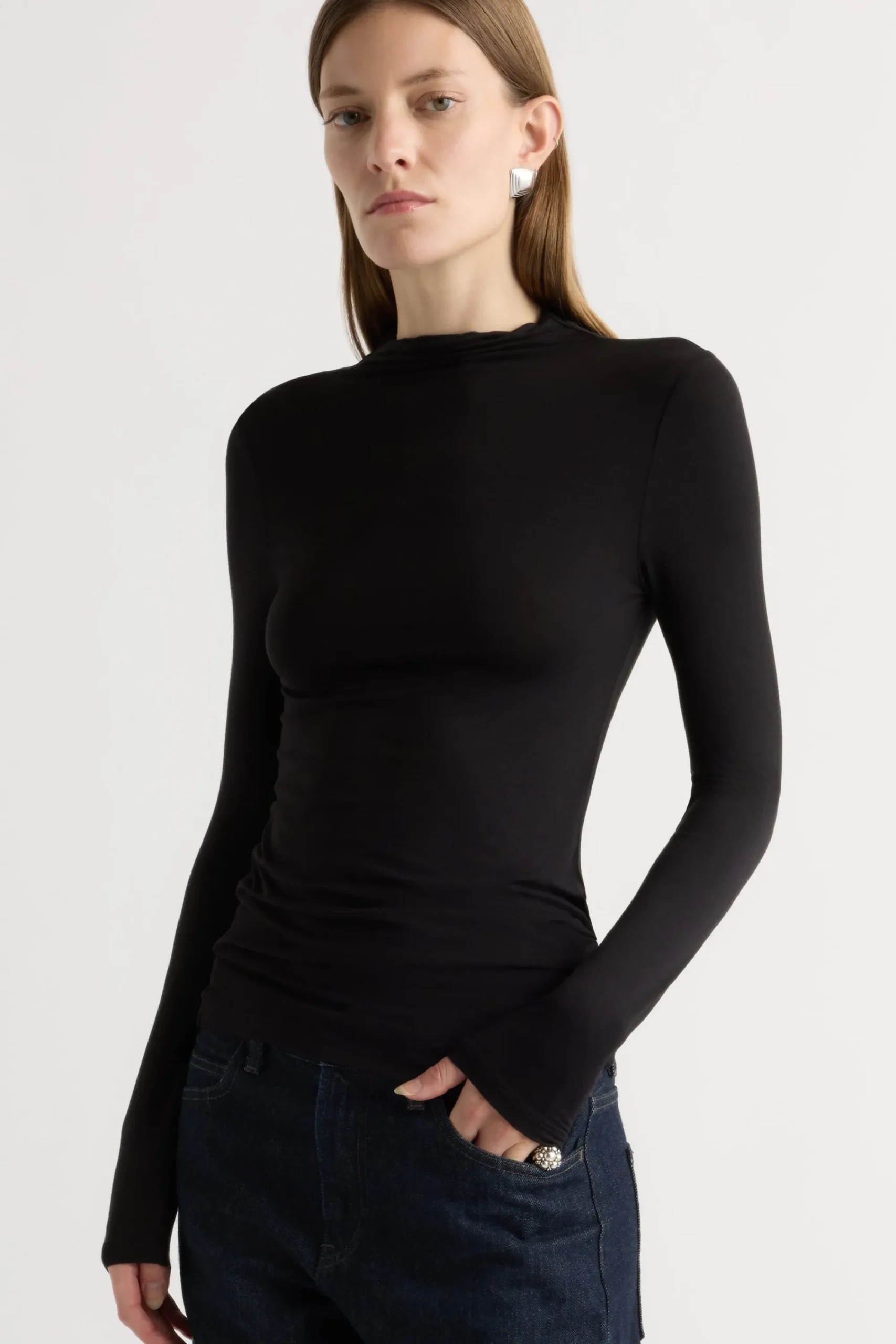 Lever Style LLC Ava Mock-Neck Long-Sleeve Tee< Tees|Tops