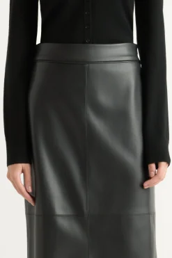 Hua Jia Briony Back-Slit Vegan Leather Skirt< Skirts