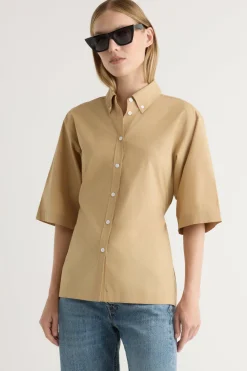 Hua Jia Calliope Cinch-Waist Tie-Back Shirt< Tops