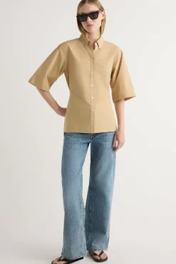Hua Jia Calliope Cinch-Waist Tie-Back Shirt< Tops