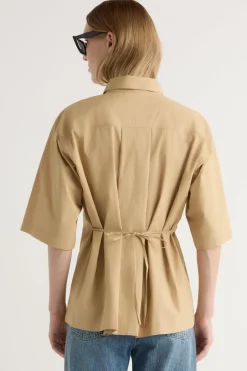 Hua Jia Calliope Cinch-Waist Tie-Back Shirt< Tops