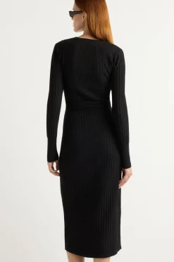 Brilliant Wise Corporation Limited Carmen Tie-Front Ribbed Dress< Dresses