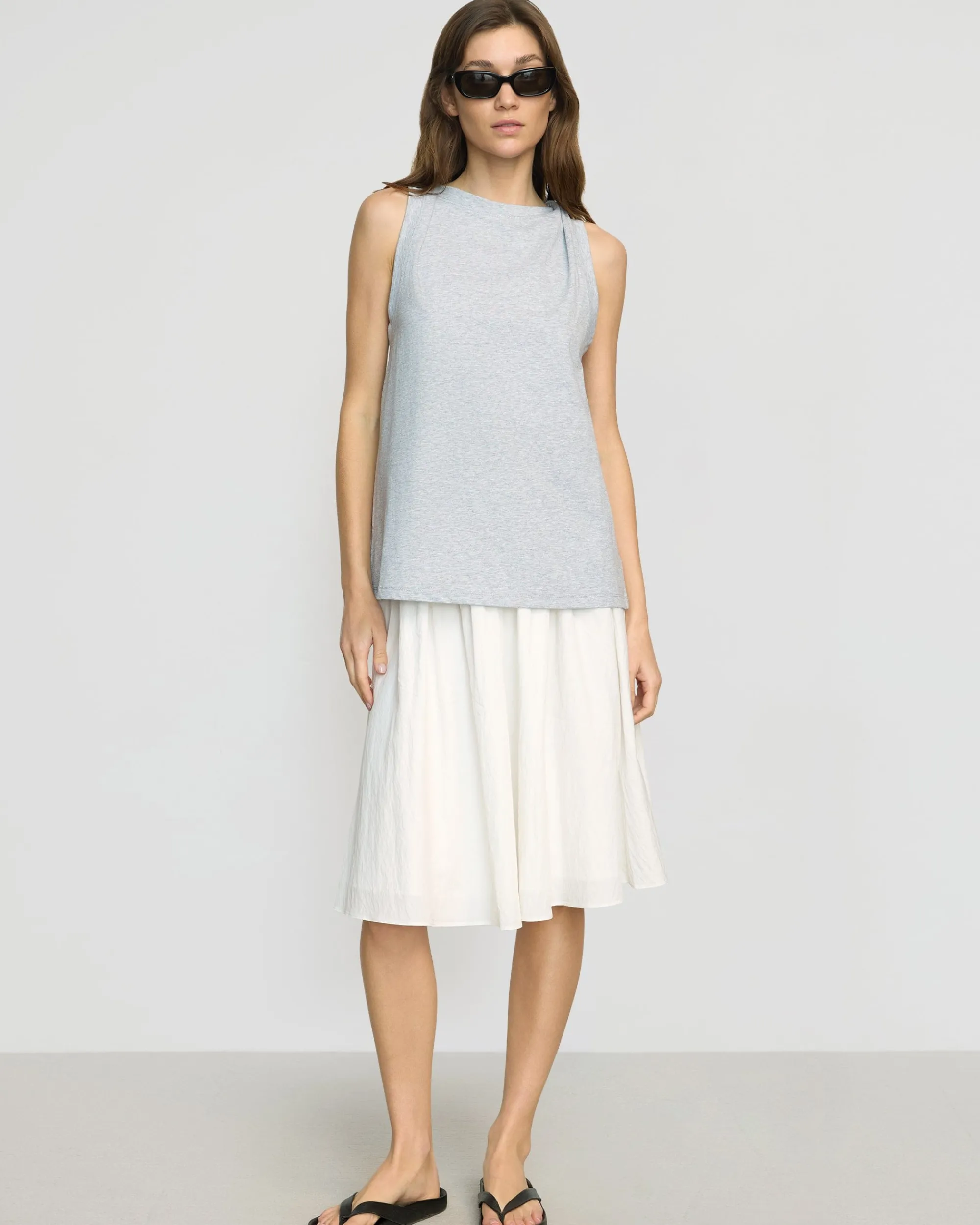 Asia Consultancy Co., Ltd Catrina Twist-Shoulder Sleeveless Tee< Tees|Tops