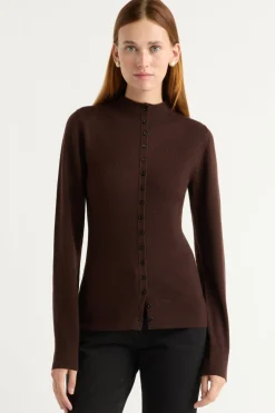 Brilliant Wise Corporation Limited Charlene Wool Button Mock-Neck Sweater< Sweaters