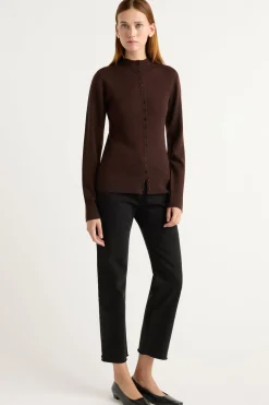 Brilliant Wise Corporation Limited Charlene Wool Button Mock-Neck Sweater< Sweaters