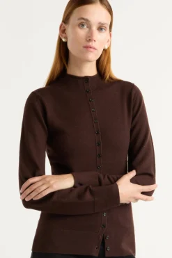Brilliant Wise Corporation Limited Charlene Wool Button Mock-Neck Sweater< Sweaters