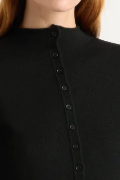 Brilliant Wise Corporation Limited Charlene Wool Button Mock-Neck Sweater< Sweaters