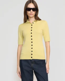 Brilliant Wise Corporation Limited Charlotte Wool Button Short-Sleeve Sweater< Sweaters