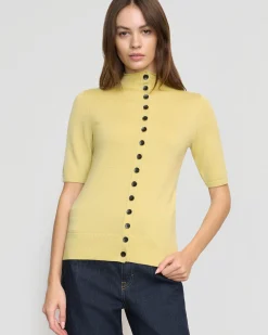 Brilliant Wise Corporation Limited Charlotte Wool Button Short-Sleeve Sweater< Sweaters