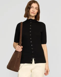 Brilliant Wise Corporation Limited Charlotte Wool Button Short-Sleeve Sweater< Sweaters