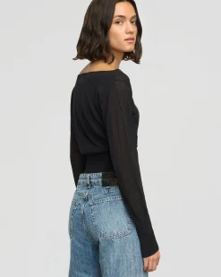 Brilliant Wise Corporation Limited Chava Semi-Sheer Button Knit Top< Sweaters|Tops
