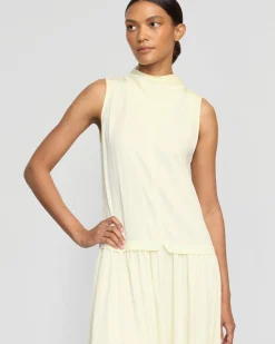 Hua Jia Chinon Drop-Waist Gathered-Neck Dress< Dresses