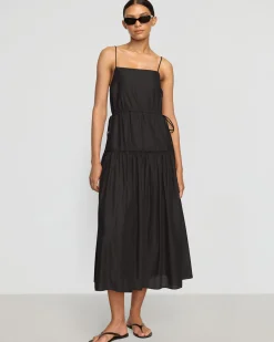 Fashion Apparels Dalia Tie-Waist Tiered Organic Cotton Dress< Dresses