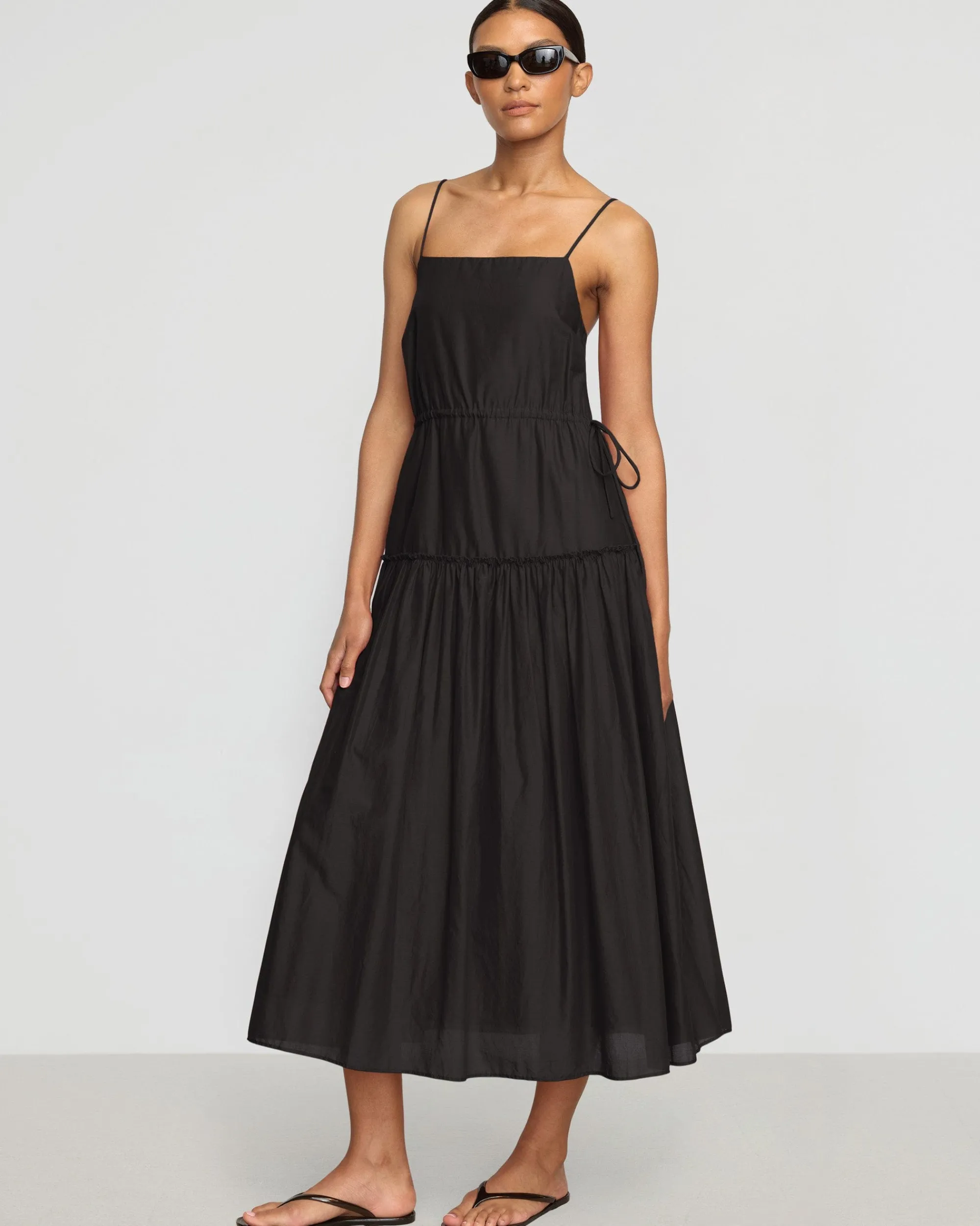 Fashion Apparels Dalia Tie-Waist Tiered Organic Cotton Dress< Dresses
