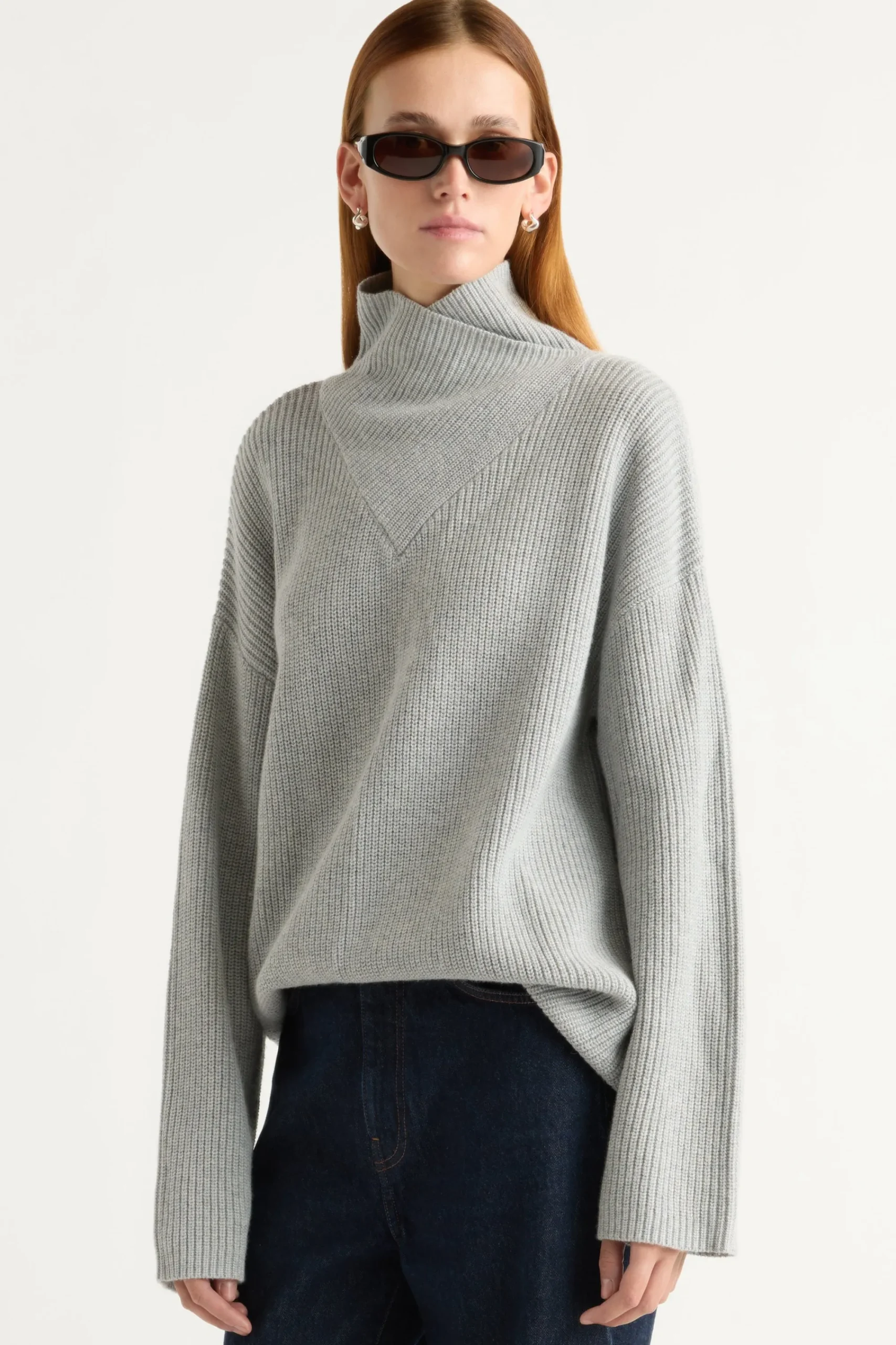 Brilliant Wise Corporation Limited Daria Wrap-Neck Organic Cotton-Wool Sweater< Sweaters
