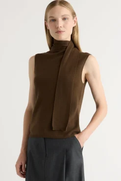 Brilliant Wise Corporation Limited Demi Scarf-Neck Cotton-Silk Knit Top< Sweaters|Tops