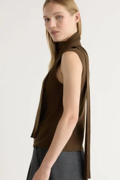 Brilliant Wise Corporation Limited Demi Scarf-Neck Cotton-Silk Knit Top< Sweaters|Tops