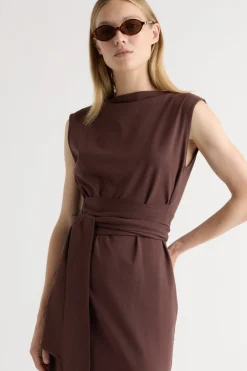 Asia Consultancy Co., Ltd Edina Tie-Front Slit-Neck Dress< Dresses