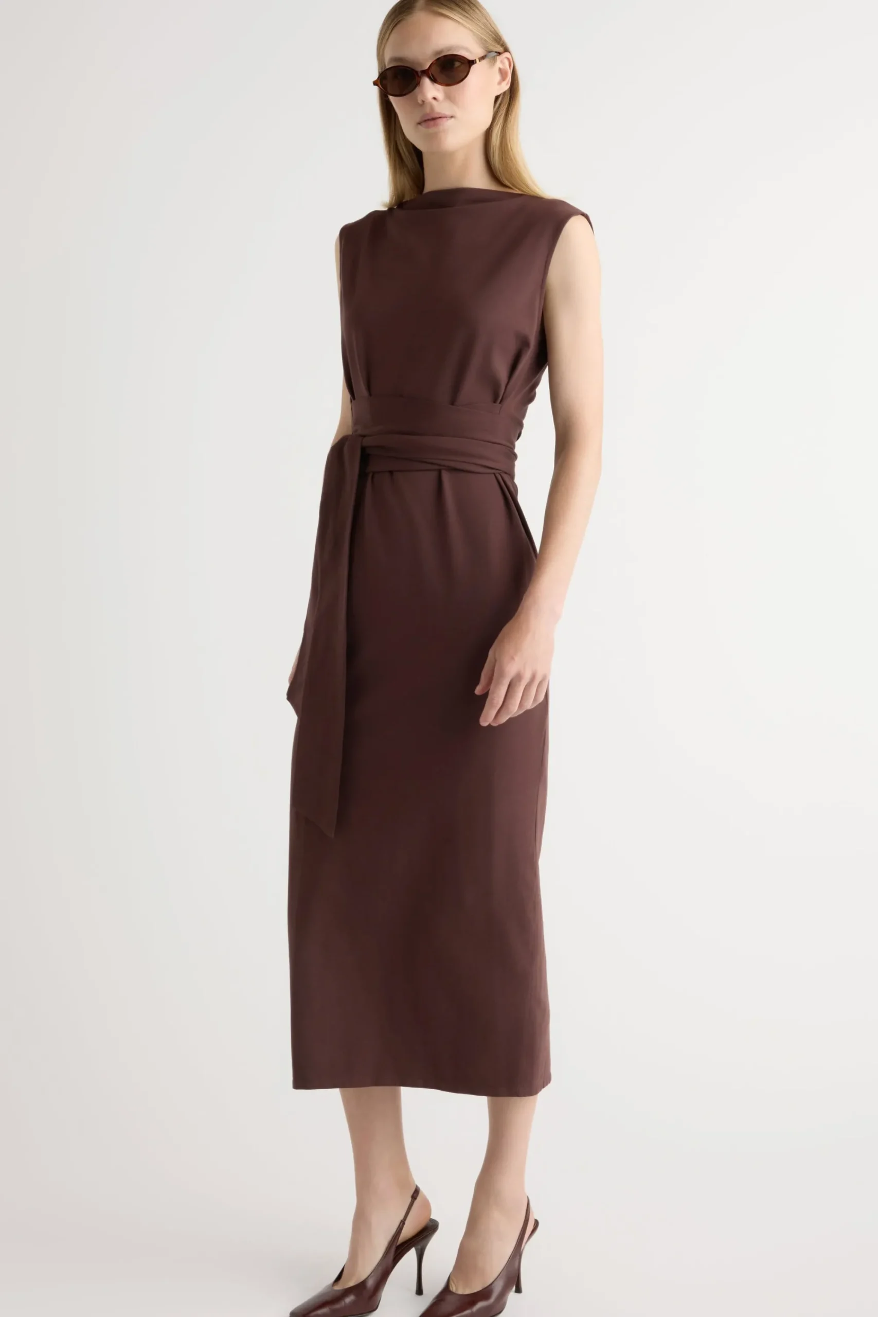 Asia Consultancy Co., Ltd Edina Tie-Front Slit-Neck Dress< Dresses
