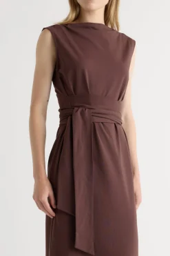 Asia Consultancy Co., Ltd Edina Tie-Front Slit-Neck Dress< Dresses