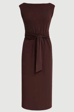 Asia Consultancy Co., Ltd Edina Tie-Front Slit-Neck Dress< Dresses