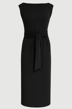 Asia Consultancy Co., Ltd Edina Tie-Front Slit-Neck Dress< Dresses