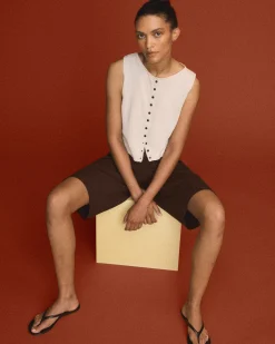 Brilliant Wise Corporation Limited Elith Cotton-Linen Button Knit Vest< Sweaters|Tops