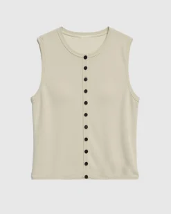Brilliant Wise Corporation Limited Elith Cotton-Linen Button Knit Vest< Sweaters|Tops
