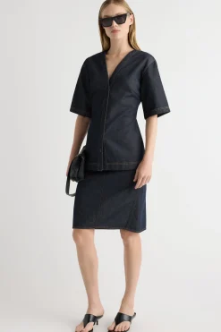Hua Shang Group (H.K.) Ltd Emma Cinch-Waist Denim Shacket< Tops