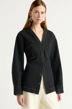 Hua Shang Group (H.K.) Ltd Emmett Structured-Sleeve Denim Jacket< Outerwear