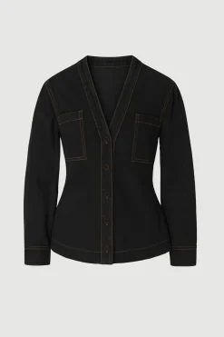 Hua Shang Group (H.K.) Ltd Emmett Structured-Sleeve Denim Jacket< Outerwear