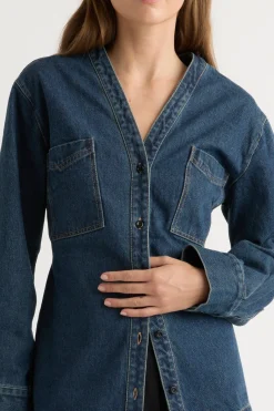 Hua Shang Group (H.K.) Ltd Emmett Structured-Sleeve Denim Jacket< Outerwear