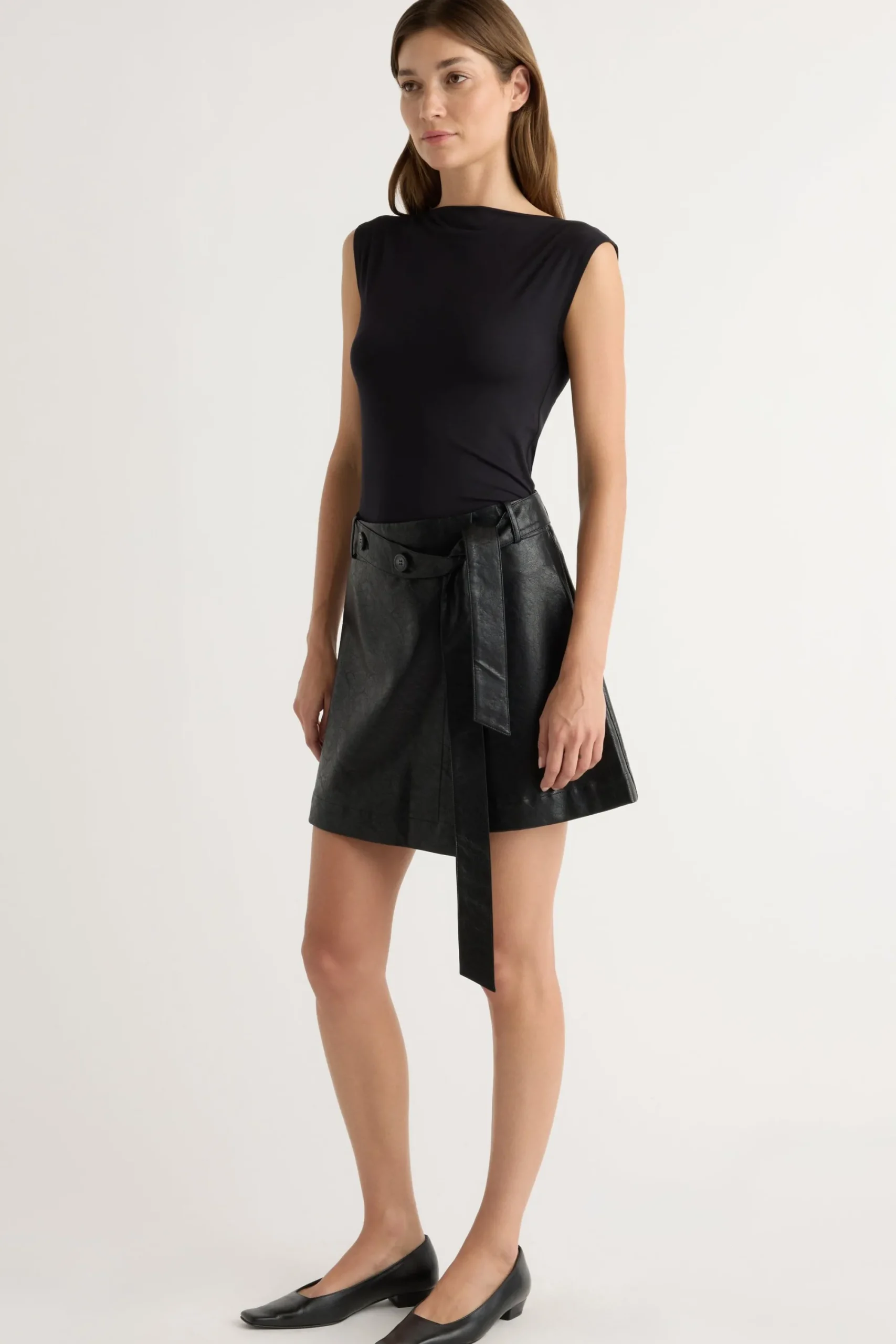 Lever Style LLC Esme Sleeveless Slit-Neck Tank< Tees|Tops